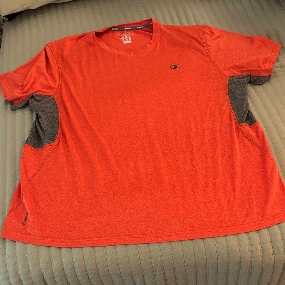 Champion Men's Orange and Gray Short Sleeve Tee